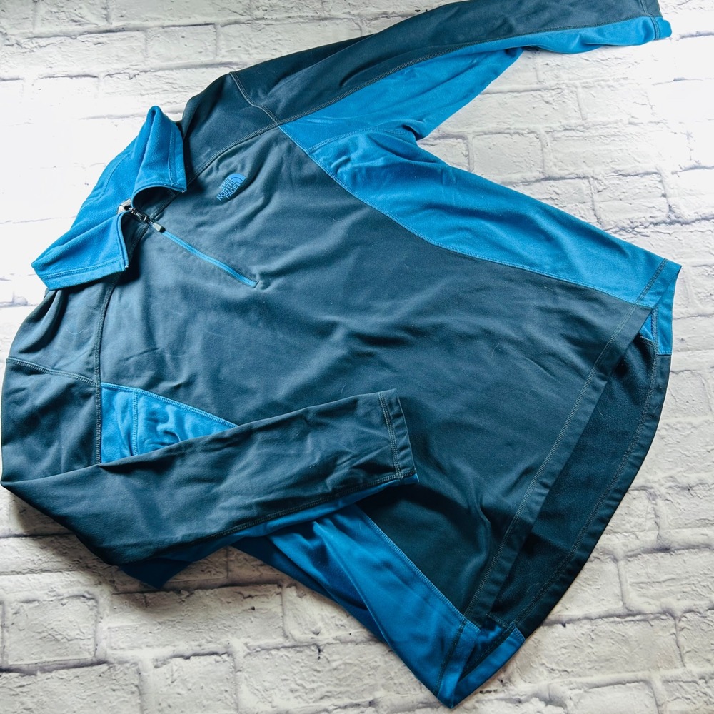 The North Face Mens XXL 1/4 Zip Pullover Sweatshirt Blue Technical Fleece Layer
